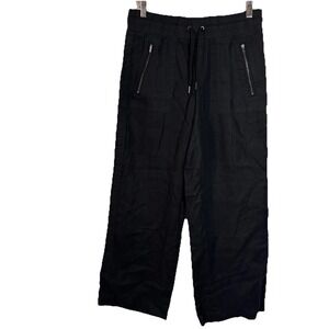 Athleta Cabo Linen Wide Leg Pant NEW Black 4 Small Comfort Travel